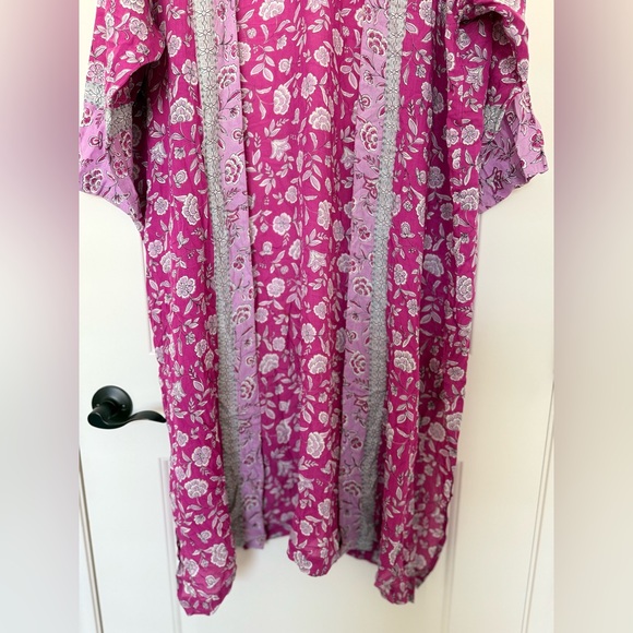 LOFT Pink Floral Kimono Cardigan Robe | Boho Chic XL XXL - Picture 3 of 9